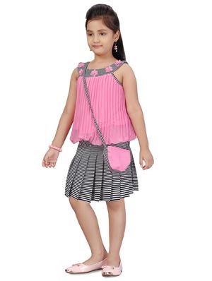 pink georgette skirt top twin sets - 17632646 - Standard Image - 2
