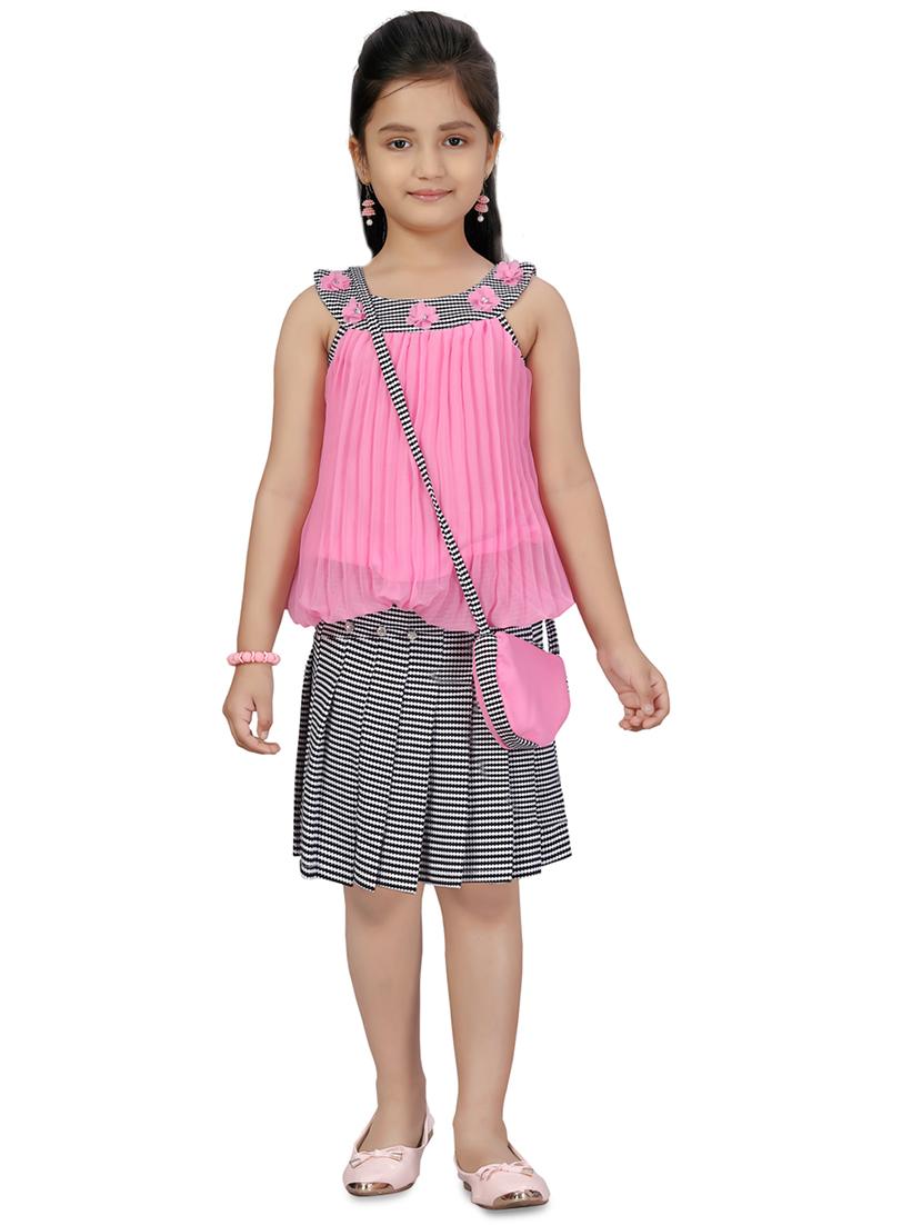 pink georgette skirt top twin sets - 17632646 - Zoom Image - 1