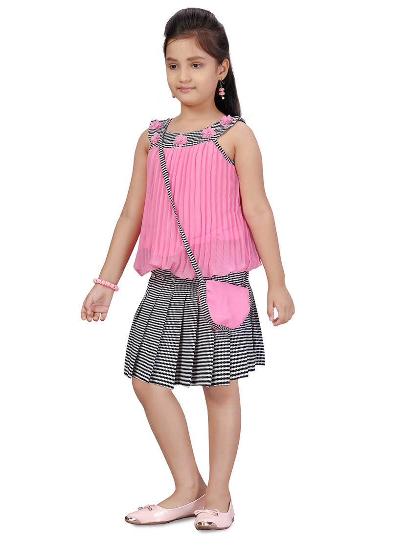 pink georgette skirt top twin sets - 17632646 - Zoom Image - 2