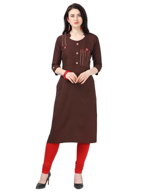 embroidered straight kurta - 17632653 - Standard Image - 1