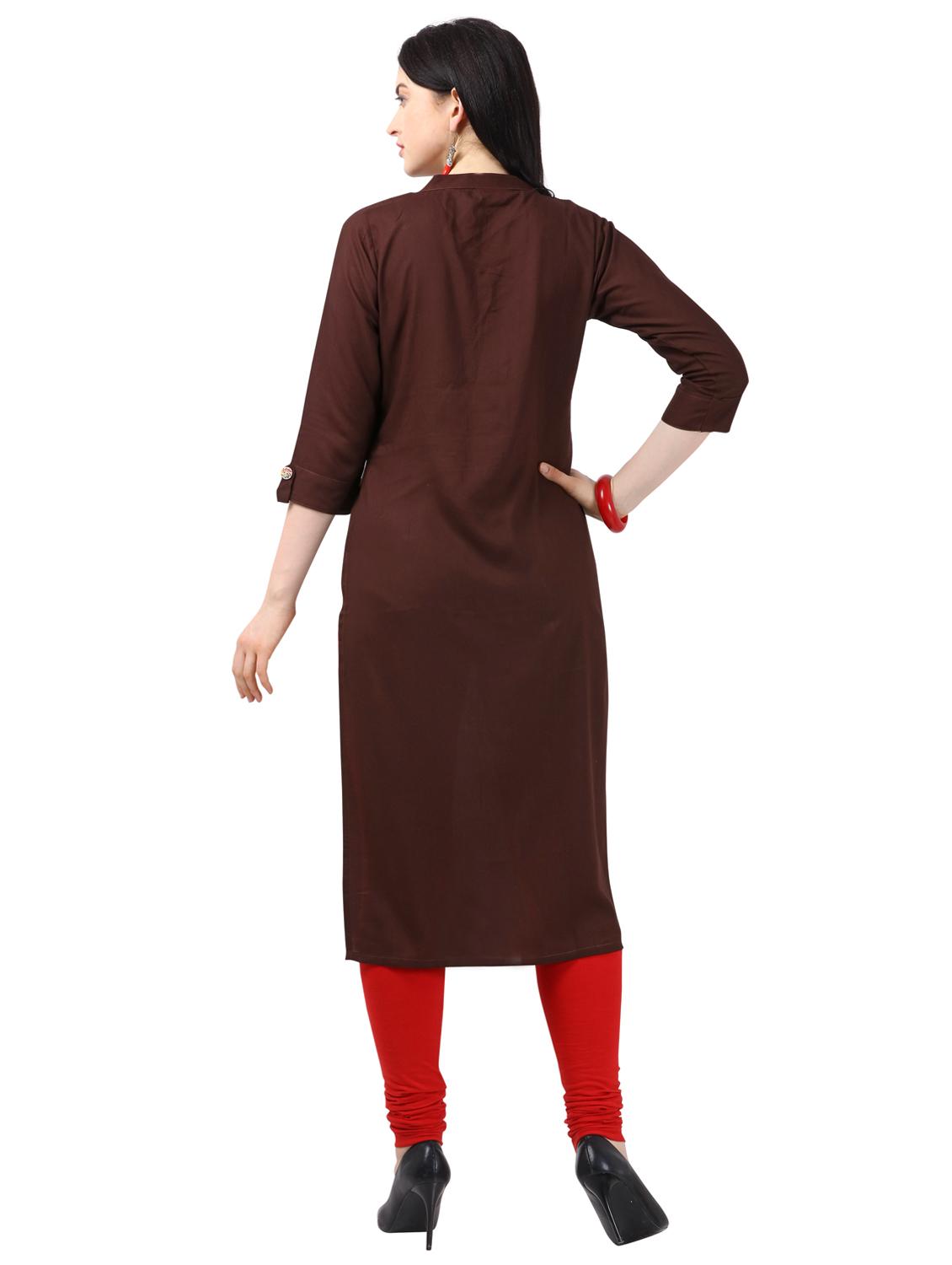 embroidered straight kurta - 17632653 - Zoom Image - 3