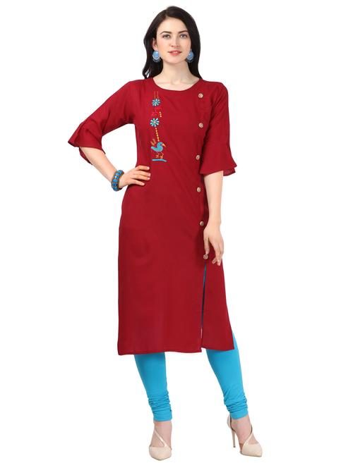 embroidered straight kurta - 17632655 - Standard Image - 1