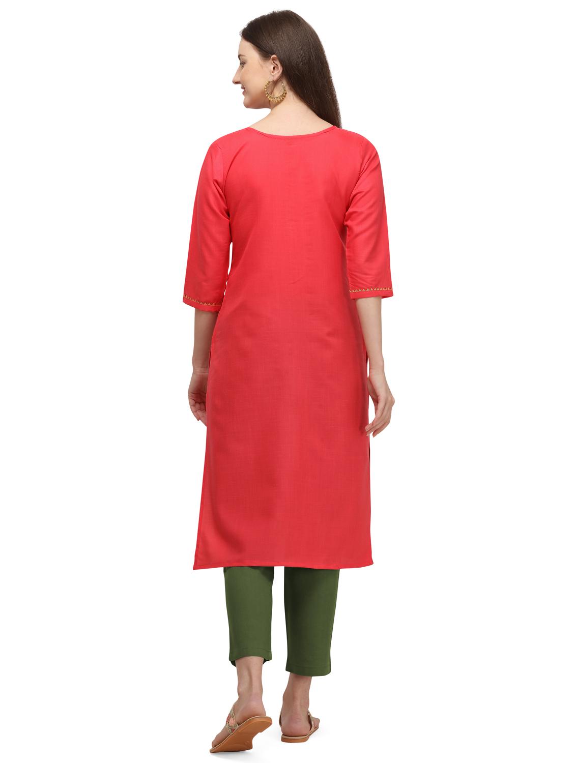 solid straight kurta - 17632661 - Zoom Image - 3