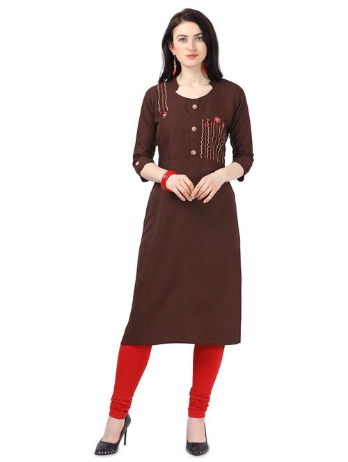 embroidered straight kurta - 17632665 - Standard Image - 1