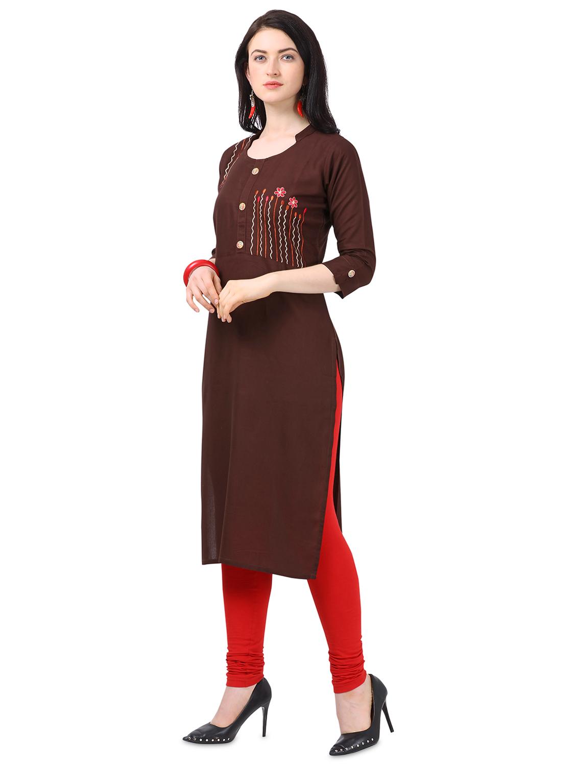 embroidered straight kurta - 17632665 - Zoom Image - 2