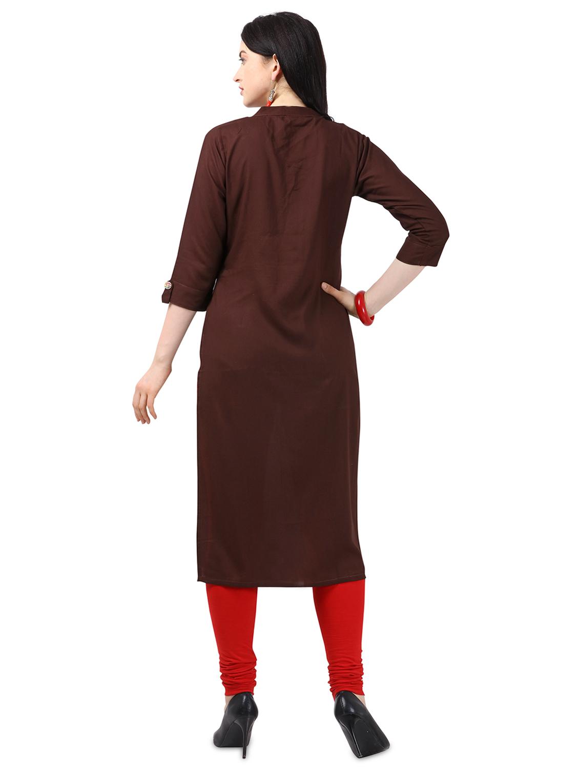 embroidered straight kurta - 17632665 - Zoom Image - 3