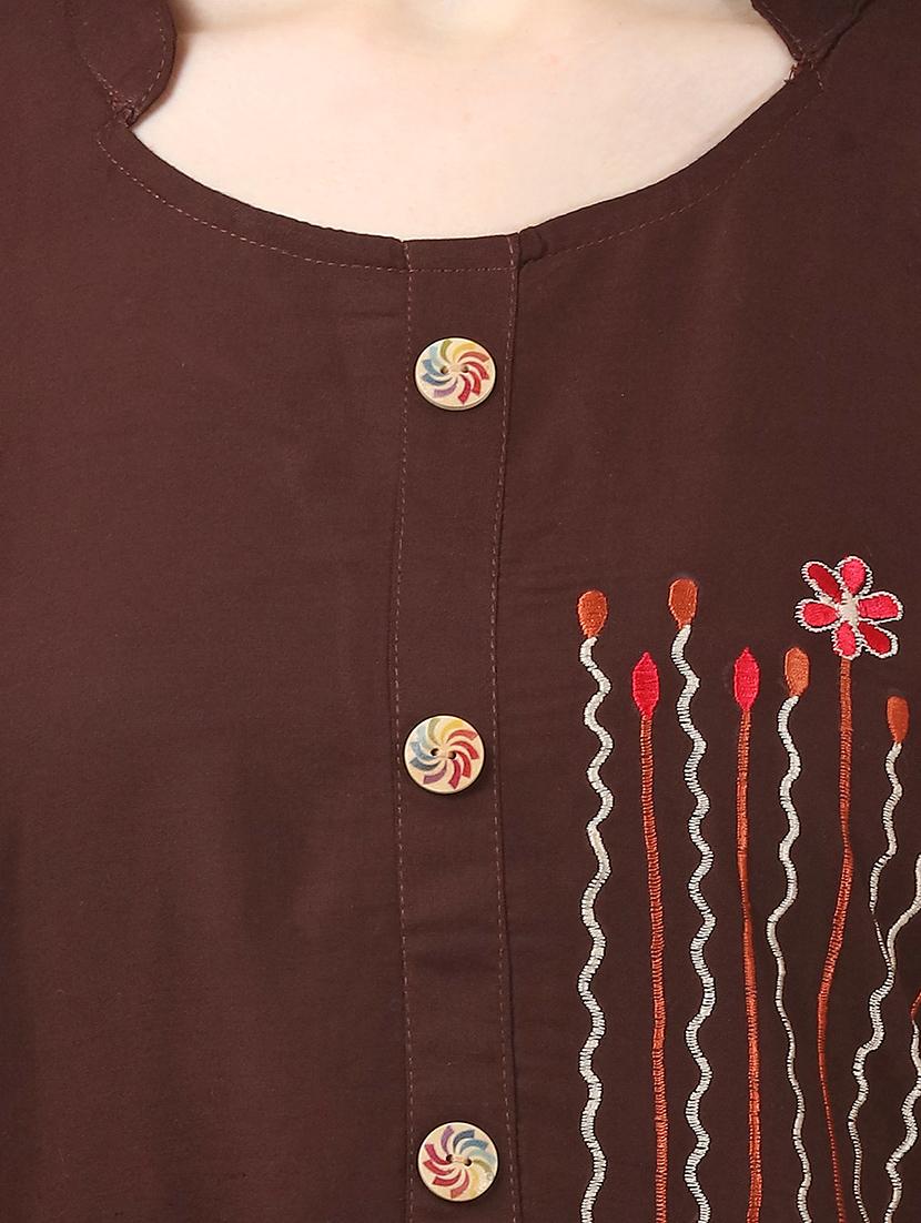 embroidered straight kurta - 17632665 - Zoom Image - 4