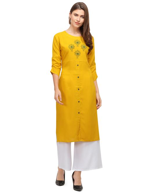 embroidered straight kurta - 17632671 - Standard Image - 1
