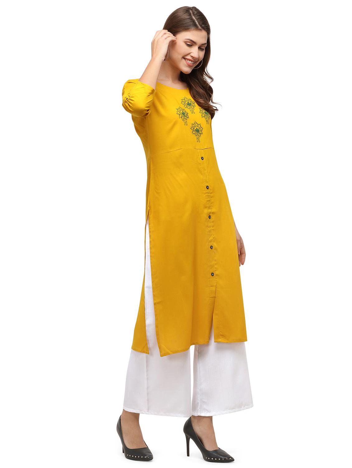 embroidered straight kurta - 17632671 - Zoom Image - 2
