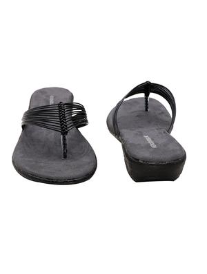 black synthetic slip on sandals - 17632722 - Standard Image - 3