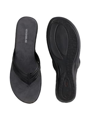 black synthetic slip on sandals - 17632722 - Standard Image - 4
