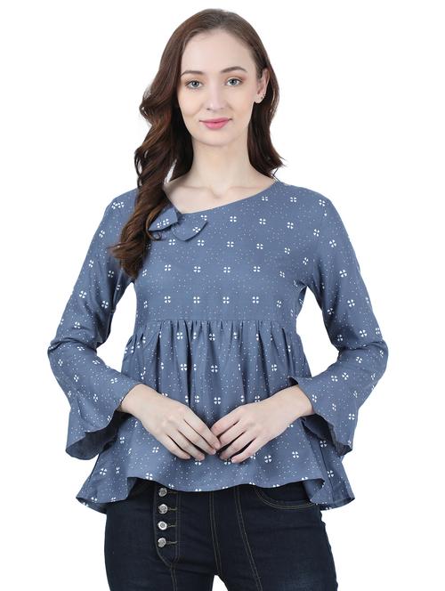 round neck peplum top - 17632791 - Very Small Image - 1