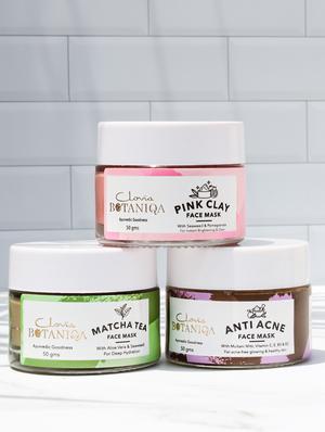 clovia botaniqa anti acne face mask, matcha green tea hydrating face mask & pink clay face mask - 17632810 - Standard Image - 2