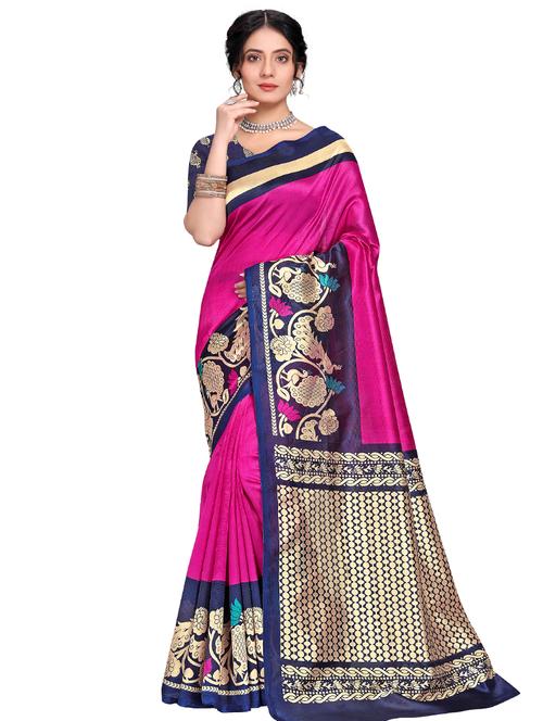 solid bordered maheshwari saree with blouse - 17632904 - Very Small Image - 1