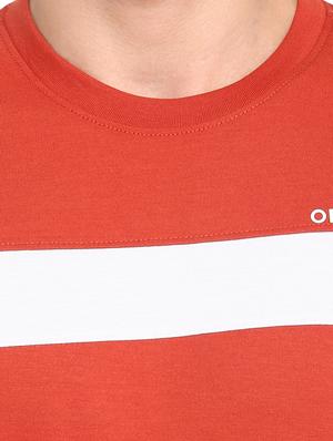 rust color block cut & sew t-shirt - 17632913 - Standard Image - 5