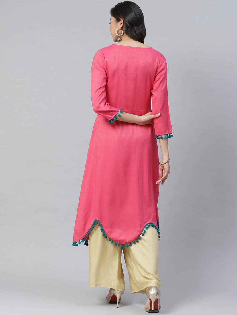 embroidered asymmetric kurta - 17632986 - Zoom Image - 2