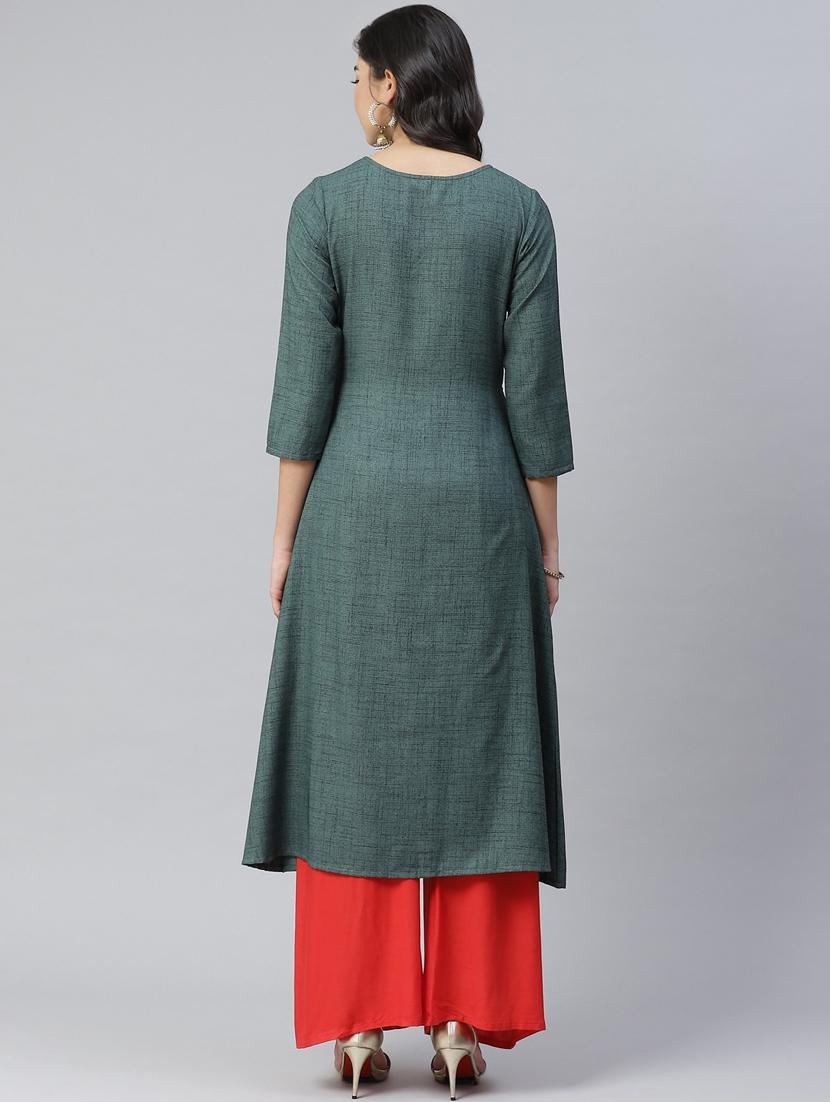 embroidered a-line kurta - 17632987 - Zoom Image - 3