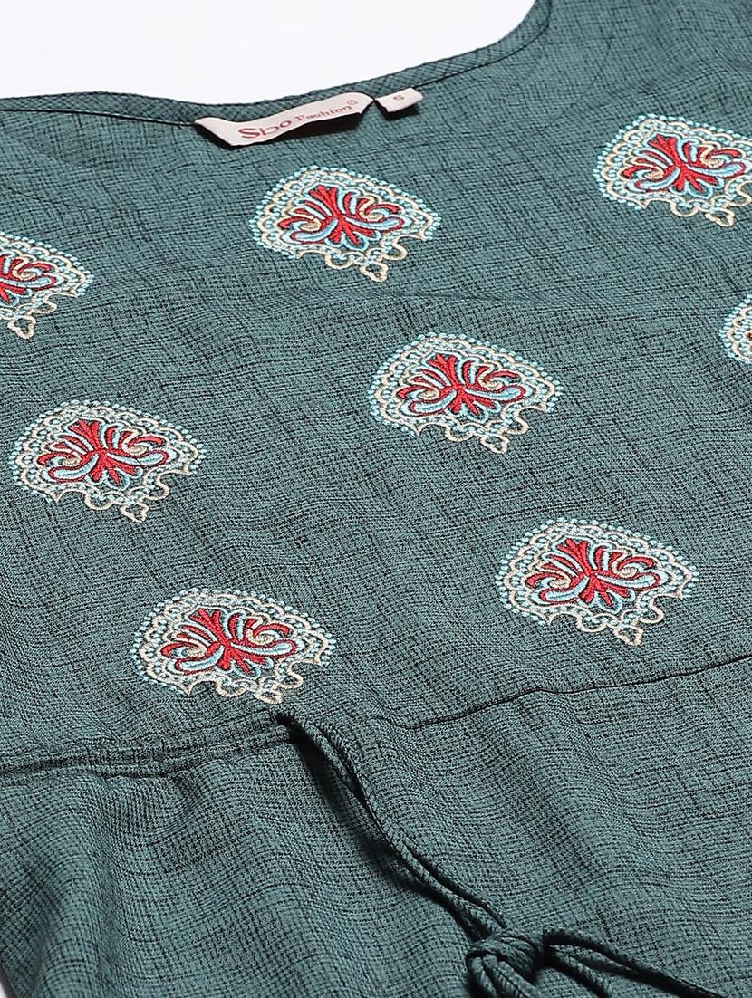 embroidered a-line kurta - 17632987 - Zoom Image - 4