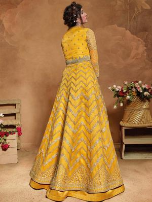 yellow net salwar suit semistitched - 17633002 - Standard Image - 2