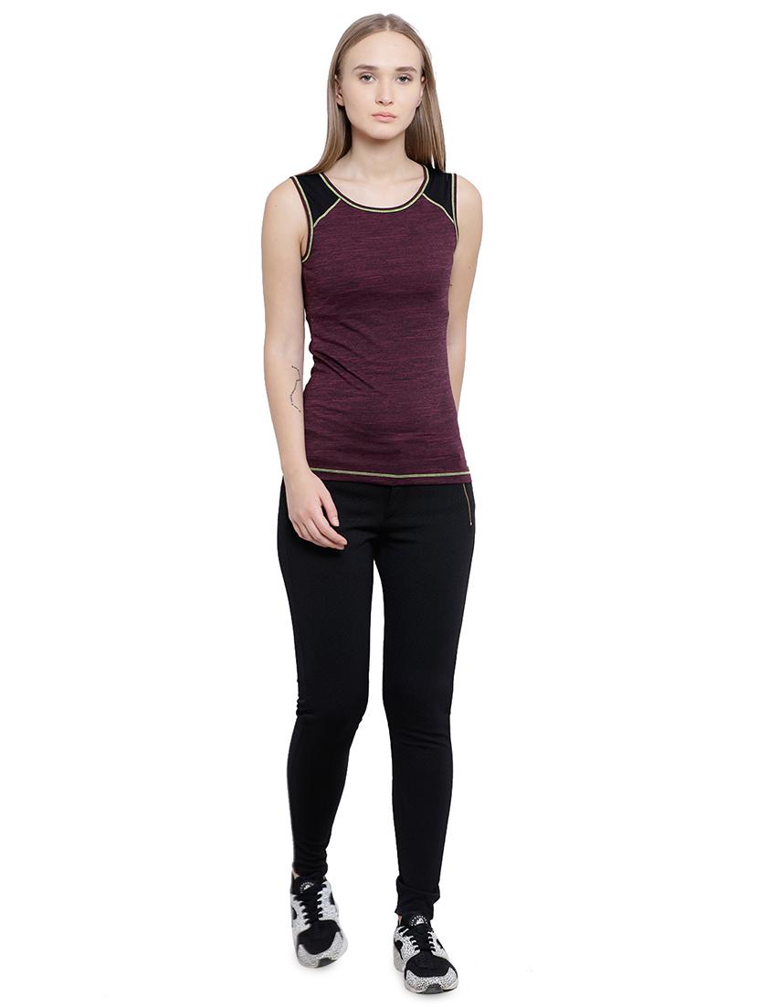 round neck melange top - 17633053 - Zoom Image - 4
