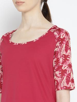 printed sleeves solid top - 17633055 - Standard Image - 5