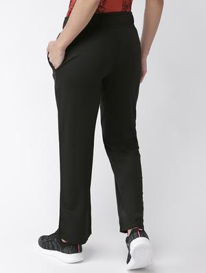 mid rise solid track pants - 17633085 - Standard Image - 3