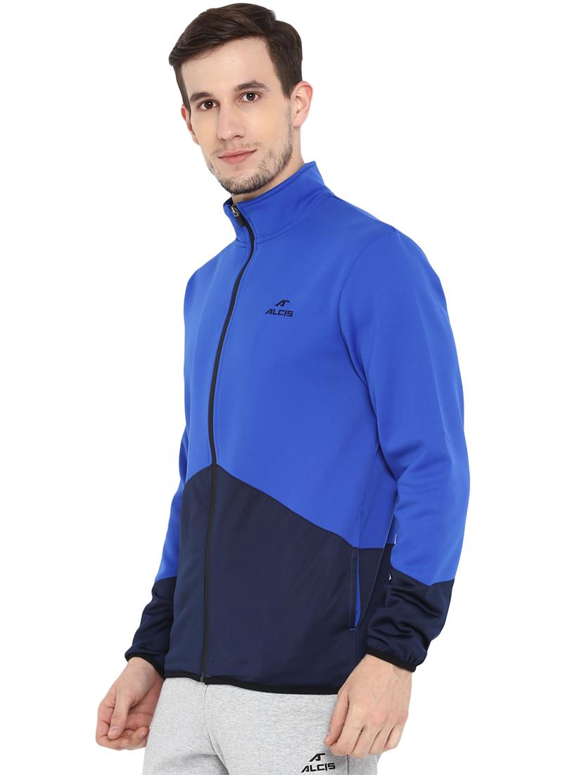 blue color block casual jacket - 17633132 - Zoom Image - 2