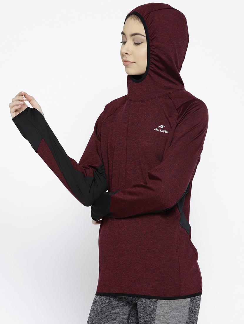hooded neck solid sweatshirt - 17633137 - Zoom Image - 2