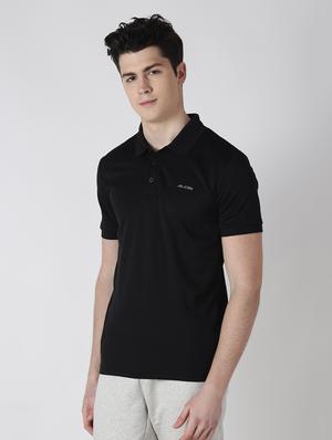 black solid polo t-shirt - 17633157 - Standard Image - 2
