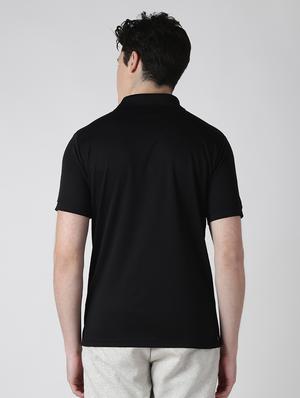 black solid polo t-shirt - 17633157 - Standard Image - 3
