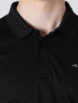 black solid polo t-shirt - 17633157 - Standard Image - 5