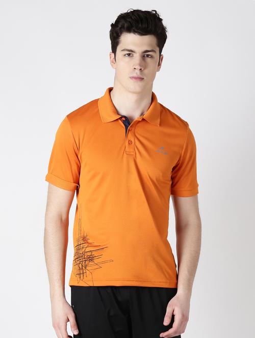 orange solid polo t-shirt - 17633165 - Standard Image - 1
