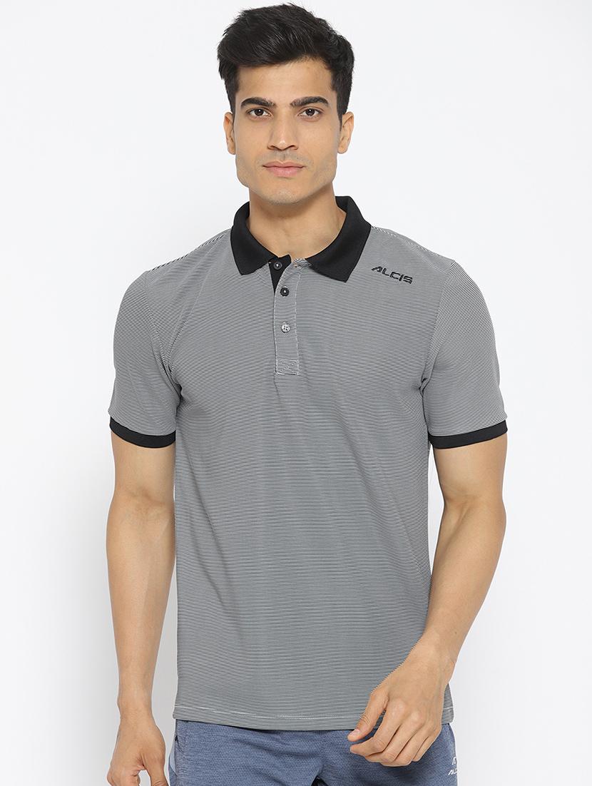 grey striped polo t-shirt - 17633175 - Zoom Image - 1