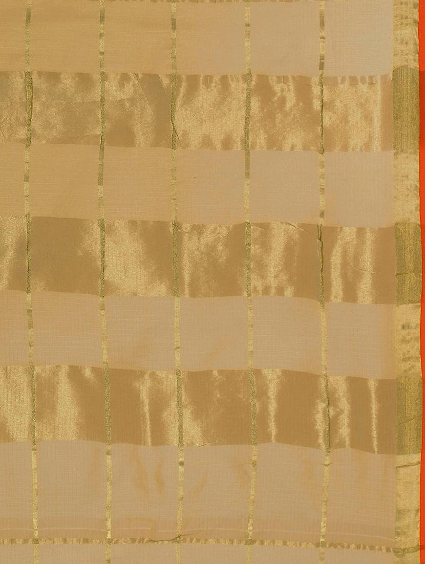 checkered kota doria saree with blouse - 17633230 - Zoom Image - 4