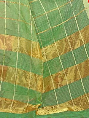 checkered kota doria saree with blouse - 17633231 - Standard Image - 3