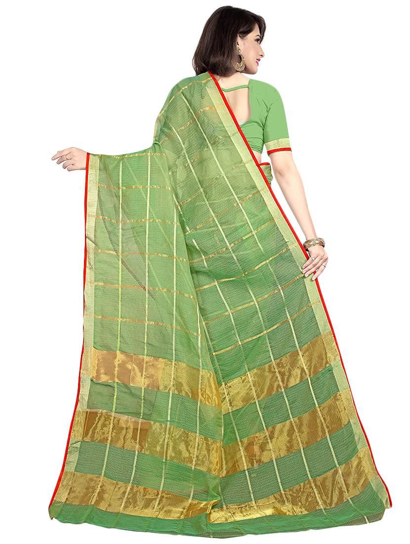 checkered kota doria saree with blouse - 17633231 - Zoom Image - 2