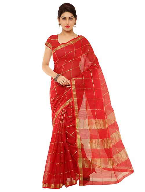 checkered kota doria saree with blouse - 17633234 - Standard Image - 1