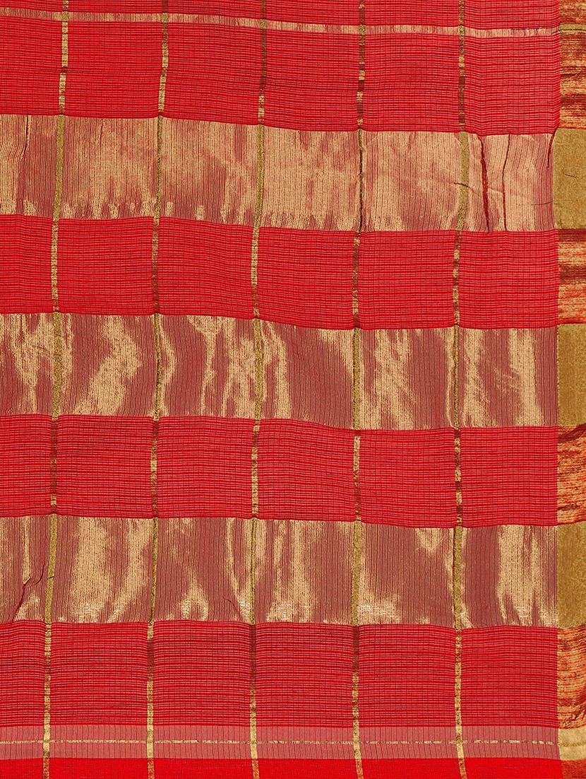 checkered kota doria saree with blouse - 17633234 - Zoom Image - 4