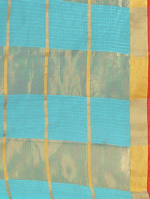 checkered kota doria saree with blouse - 17633235 - Standard Image - 4