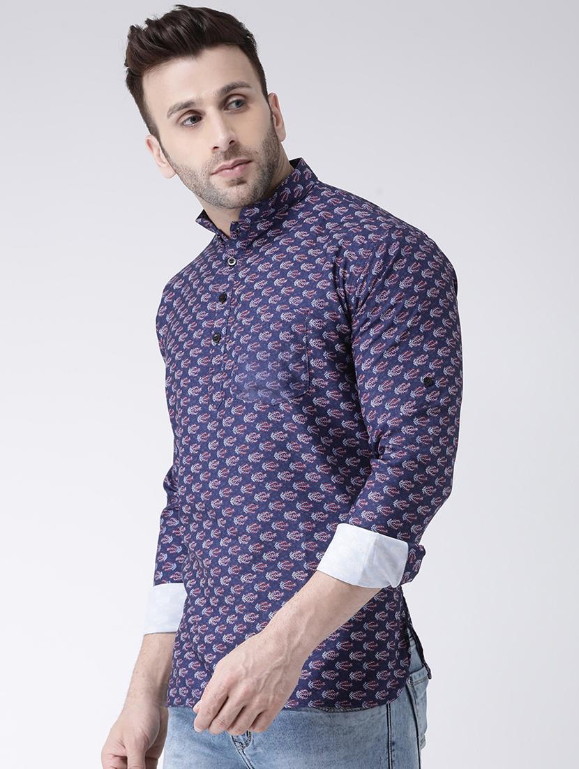 blue printed short kurta - 17633260 - Zoom Image - 2
