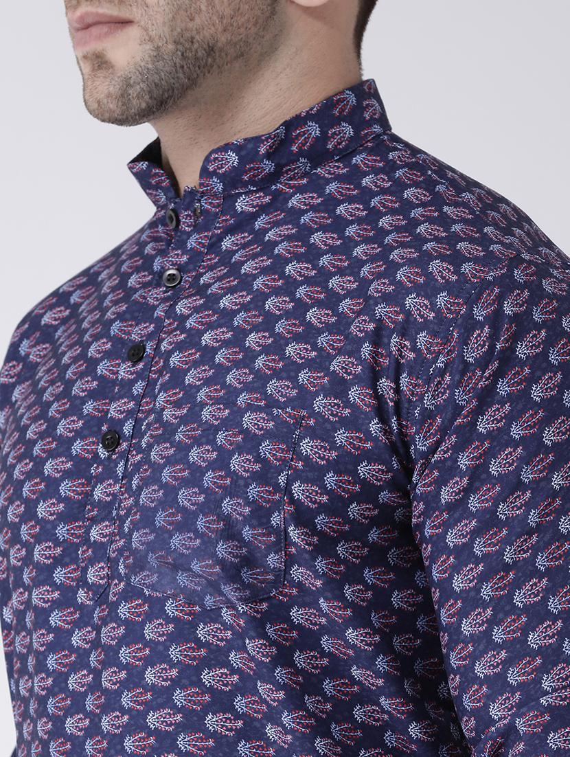 blue printed short kurta - 17633260 - Zoom Image - 5