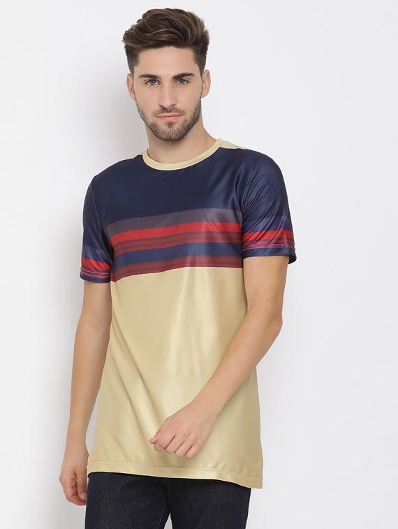 brown color block t-shirt - 17633267 - Zoom Image - 1