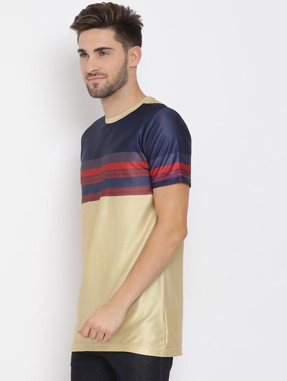 brown color block t-shirt - 17633267 - Zoom Image - 2