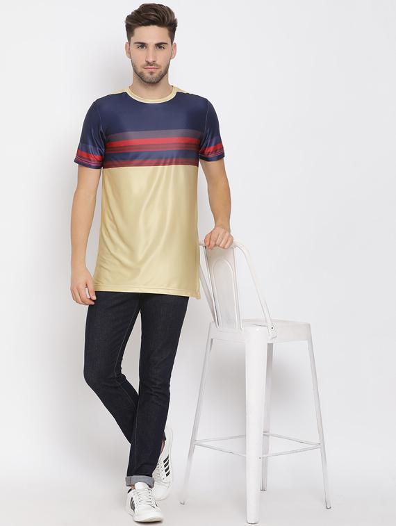 brown color block t-shirt - 17633267 - Zoom Image - 4
