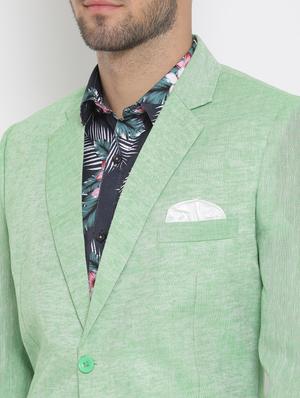 green solid silk blend single breasted suit - 17633309 - Standard Image - 5