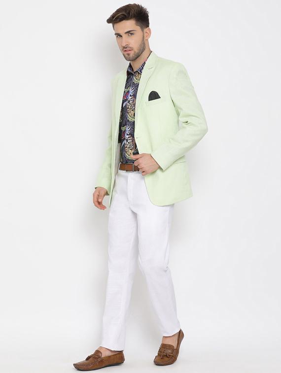 green solid silk blend single breasted suit - 17633312 - Zoom Image - 2