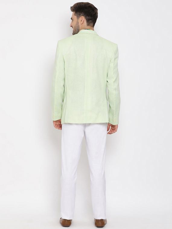 green solid silk blend single breasted suit - 17633312 - Zoom Image - 3