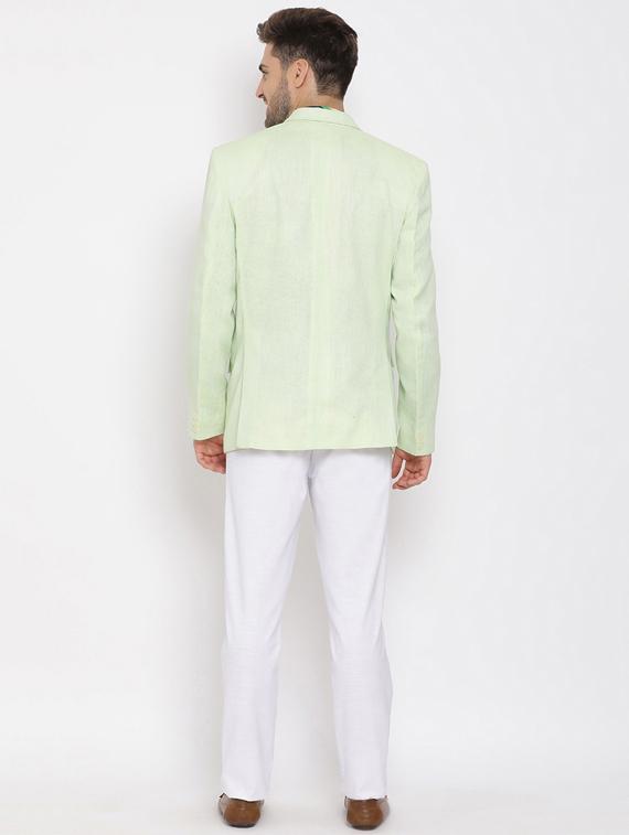 green solid silk blend single breasted suit - 17633318 - Zoom Image - 3