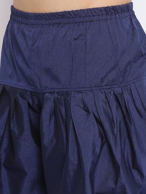 navy blue solid silk blend dhoti kurta set with printed nehru jacket - 17633321 - Standard Image - 6