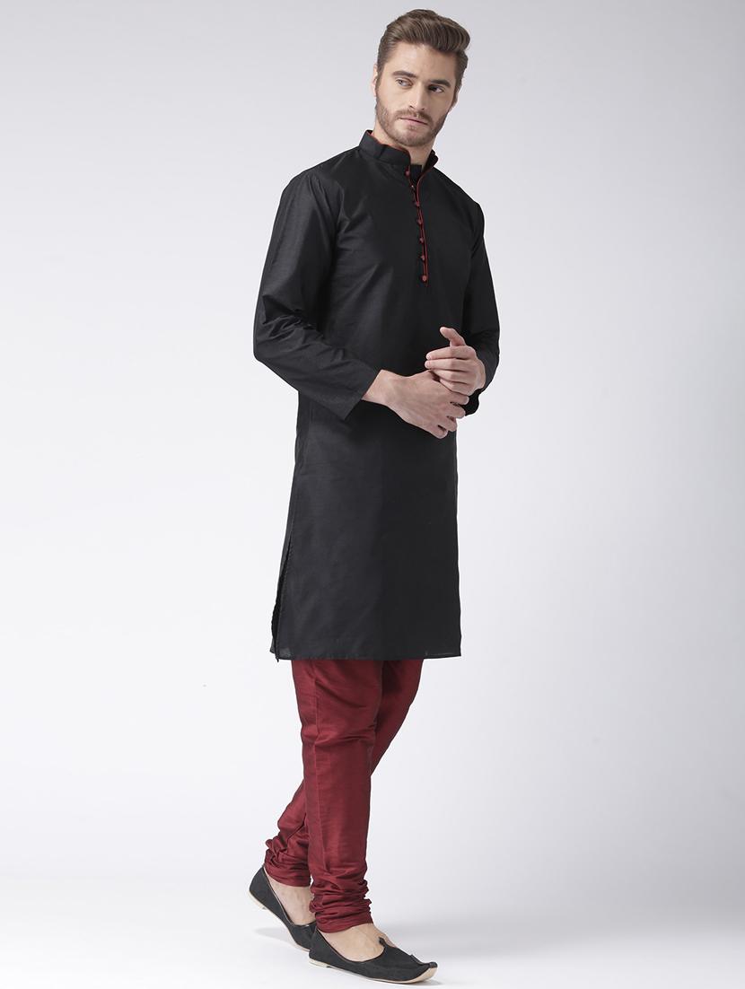 black color solid kurta pyjama set - 17633340 - Zoom Image - 2